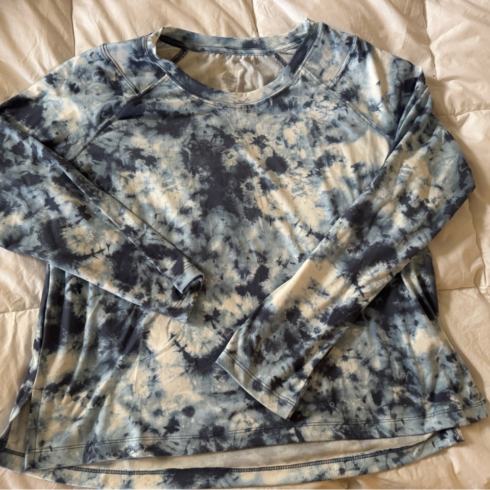 RBX Blue and Cream Tie-Dye Long Sleeve Tee